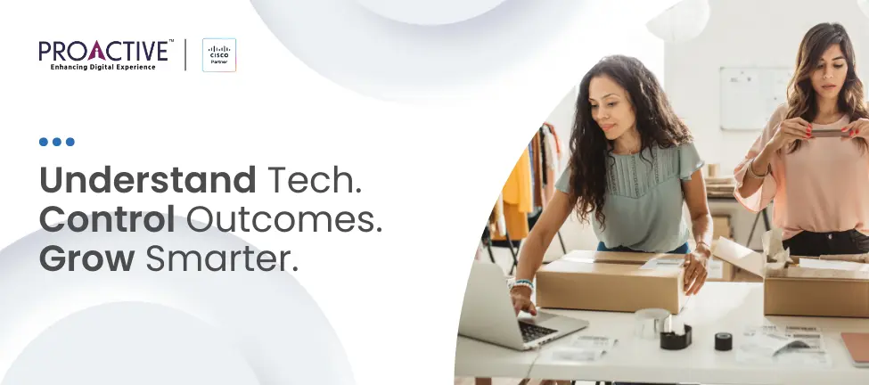 SMB owners working with tech and packaging products in office