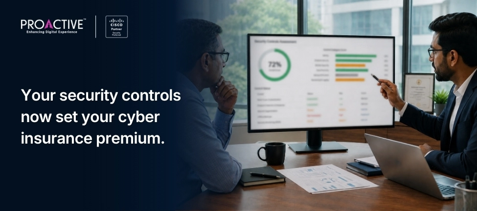professional with security metrics on screen