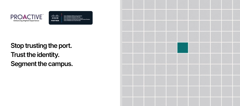 zero trust campus network concept with isolated node in grid layout