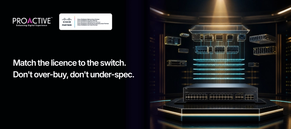 enterprise switch with stacked components representing license tier comparison
