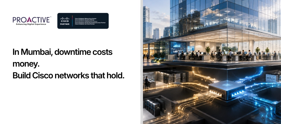 office building with Cisco enterprise network infrastructure