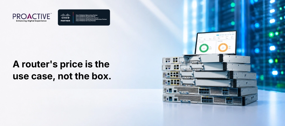 modern router stack in a server room environment