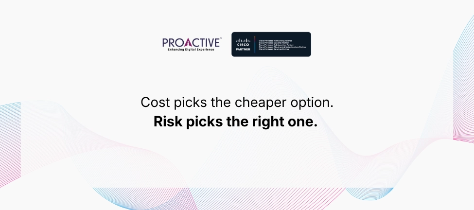 AI infrastructure banner with cost vs risk message